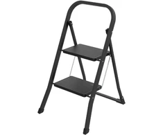 Plieninės kopėčios DRABEST Minifero - 2 pakopos - PRO - juodos, 150 kg