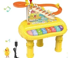 2-in-1 Multifunkcinis ankstyvojo ugdymo žaislas – Antytės čiuožykla ir pianinas