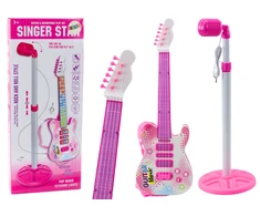 Lean Toys Elektrinė gitara su stovu ir mikrofonu