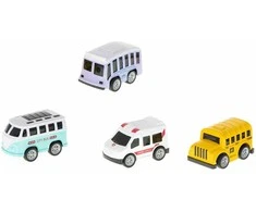 4 metalinių automobilių modelių rinkinys