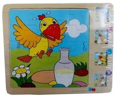 Medinė lavinamoji dėlionė Paukštis 4 in 1 4vnt.