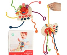 Ikonka Montessori sensorinis antistresinis žaislas - kramtukas 4in1 (raudonas)