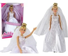 Lean Toys Nuotakos lėlė su balta vestuvine suknele