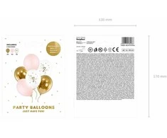 Party Deco Gimtadienio balionai Pasteliniai blyškiai rožiniai balti auksiniai rožiniai 30cm 5 vnt.