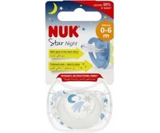 Nuk SILIKONINIS ČIULPTUKAS "STAR NIGHT" 0–6 MĖN., 1 VNT.