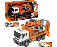 Žaislinis tralas su automobiliu (šviesos ir garso efektai)