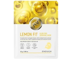 ENOUGH Lemon Fit Glow Sunshine Mask - lakštinė veido kaukė su citrinų ekstraktu ir vitaminu C, 1vnt.