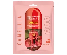 Jigott Camellia Real Ampoule Mask - lakštinė veido kaukė su kamelijos ekstraktu, 27 ml