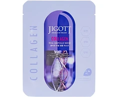 Jigott Collagen Real Ampoule Mask - lakštinė veido kaukė su kolageno ekstraktu, 27 ml