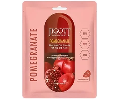 Jigott JIGOTT POMEGRANATE Real Ampoule Mask 27 ml korėjietiška lakštinė veido kaukė Unisex
