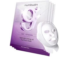 NUMBUZIN No.9 NAD Bio Lifting Full Cover Facial Mask veido kaukės, 4 vnt + pakeliamasis tvarstis
