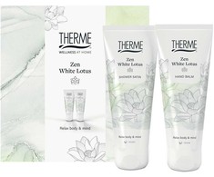THERME ZEN Baltas LOTUS Dušo rinkinys (prausiklis 75 ml + rankų balzamas 75 ml)