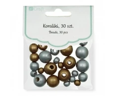 Dallprint Karoliukai mediniai auksiniai&amp;sidabriniai 30vnt