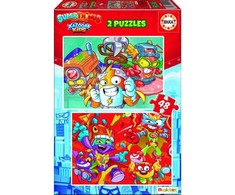 Educa 2 dėlionės (puzzle) 2x48 SUPERTHINGS 3-6metų