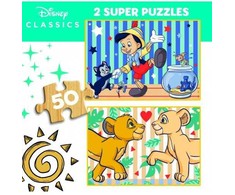 Educa 2 dėlionės (puzzle) medinės 2x50 DISNEY CLASSICS 4-6metų