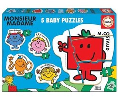 Educa 5 dėlionės (puzzle) 3+3+4+4+5 MONSIEUR MADAME 2-4metų