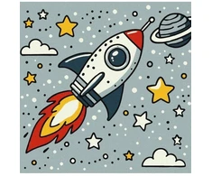 Ideyka Tapyba pagal skaičius: KOSMINĖ RAKETA art_selena_ua 25x25