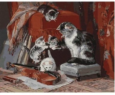 Ideyka Tapyba pagal skaičius: MAŽIEJI MUZIKANTAI Henriette Ronner-Knip 40x50 dėžutėje