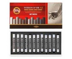 Koh I Noor Sausų pastelių rinkinys 12vnt pilkų atsp.8522G