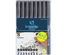 Schneider Rašikliai Pictus 8vnt juodi bls