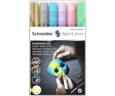Schneider Žymekliai akriliniai Paint-lt 310 2mm 6vnt mix bls