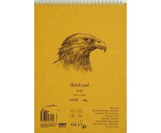 Smiltainis Bloknotas eskizams Kraft AUTHENTIC, A4, 90gr, 60 lapų, su spirale viršuje, kieta nugarėle