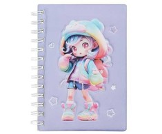 Zibi Užrašų knygutė su spirale CUTE 179x126mm 80lap linija violetinė