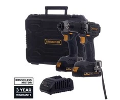 Grąžtas Grunder Įrankių rinkinys CD-B0A18 CW-B1218E 18 V BL 2 x 2 AH