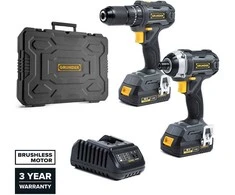 Grąžtas Akumulatora skrūvgriezējs - urbis Grunder CD-B1218+CW-B1118E, 18V, 2x2.0 Ah