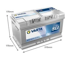 Akumuliatorius VARTA Mėlyna Dynamic F17, 80 Ah, 740 A, 175 x 315 x 175 mm