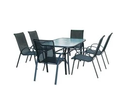 Lauko baldų komplektas Domoletti HC-891, juodos spalvos, 6 sėdimos vietos