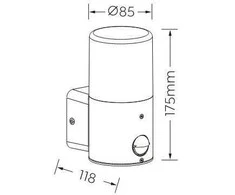 Sieninis šviestuvas Šviestuvas Domoletti ORTE 14216-PIR, 40W, E27, IP44, juodas