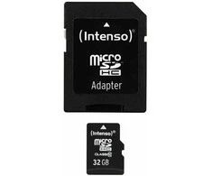 Atminties kortelė 3413480 MEMORY Micro SDHC 32GB C10/W/ADAPTER 3413480 INTENSO