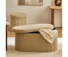 atmosphera OTTOMAN DOUBLE BEIGE FINK 76X38X38CM