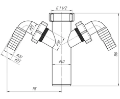 Ani Plast Ani_Plast Atšaka skalbimo mašinai ir indaplovei, 1 1/2x40mm