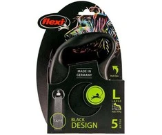 Automatinis pavadėlis Flexi juodo dizaino, juodos spalvos, ilgis 5 m.