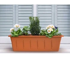 Balkoninis vazonas Plastkon Garden 41105602, plastikinis, 58,5 cm x 17 cm, rudos spalvos.