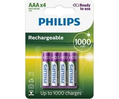 „Philips“ įkraunama baterija R03B4A95/10 - Įkraunama baterija - Nikelio-metalo hidrido (NiMH) - 1,2 V - 950 mAh - Įvairių spalvų - AAA