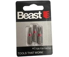 BEAST Uzgaļu kompl. 3gb 1/4-25mm T25-T30-T40
