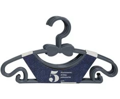 Plastikinės drabužių pakabos BESK 30x17cm 5vnt. Pilka
