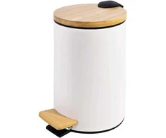 Besk DIANA Pedalinis kibiras 3L baltas, su bambukiniu dangteliu, soft close
