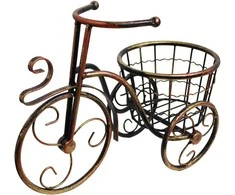 Besk Gėlių vazono stovas Dviračio formos Metalo Bronzos spalvos 37x25cm