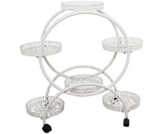 Besk Gėlių vazonų stovas Metalinis 6 vietų Baltas 82x29x94cm
