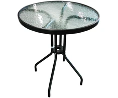 Besk Stalas 60x70cm metalinis su stiklo stalviršiu