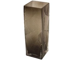Besk Stiklinė vazė su raštu 10x30cm dūminė pilka