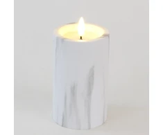 Besk LED žvakė 7,5x15 cm, marmuro efektas