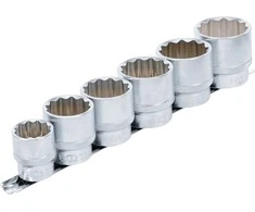 BGS Galvu rinkinys 12-briaunų - 1/2" jungtis - 24 - 38 mm - 6 vnt.
