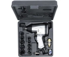 Grąžtas BGS Pneumatinis smūginis veržliaraktis su galvu rinkiniu - 312 Nm - 1/2" jungtis - 16 vnt.