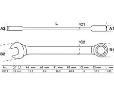 BGS Reguliuojamas kombinuotasis atsuktuvas su atbuline eiga – 19 mm