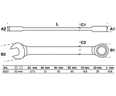 Bgs Technic Raktas kombinuotas terkšlinis | 32 mm (6532)
